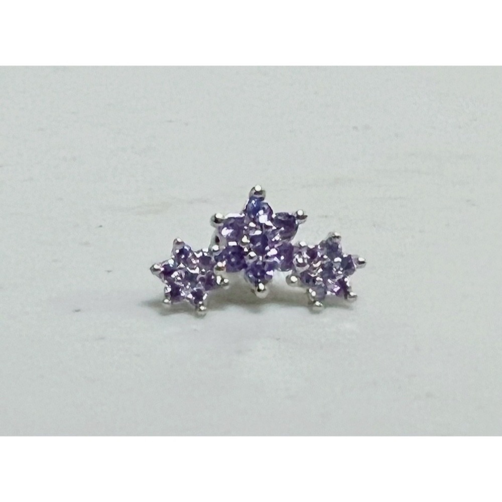 Silver Amethyst Crystal Gem Flower Trio Helix Tragus Ear Earring Body Jewelry